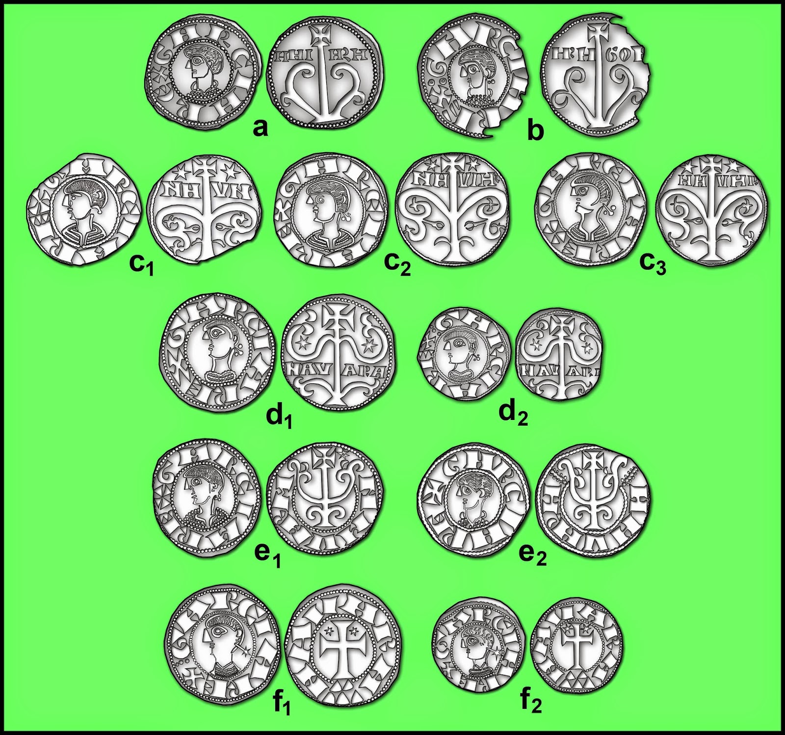Dinero de García Sánchez III 'el de Nájera' (Pamplona, 1035-1054). Pl.1+Conjunto+monedas+Garcia+IV+dibujos