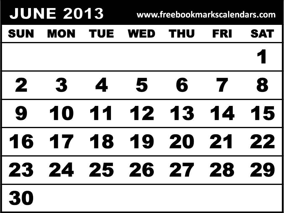 June 2013 Calendar Template