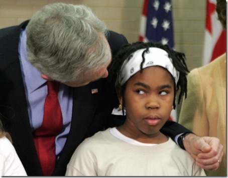 geroge bush eyed by black girl picture