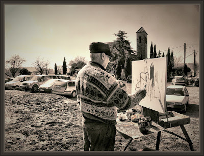 VILADORDIS-MANRESA-PINTOR-PINTANDO-SANTUARIO-LA SALUT-ERNEST DESCALS-