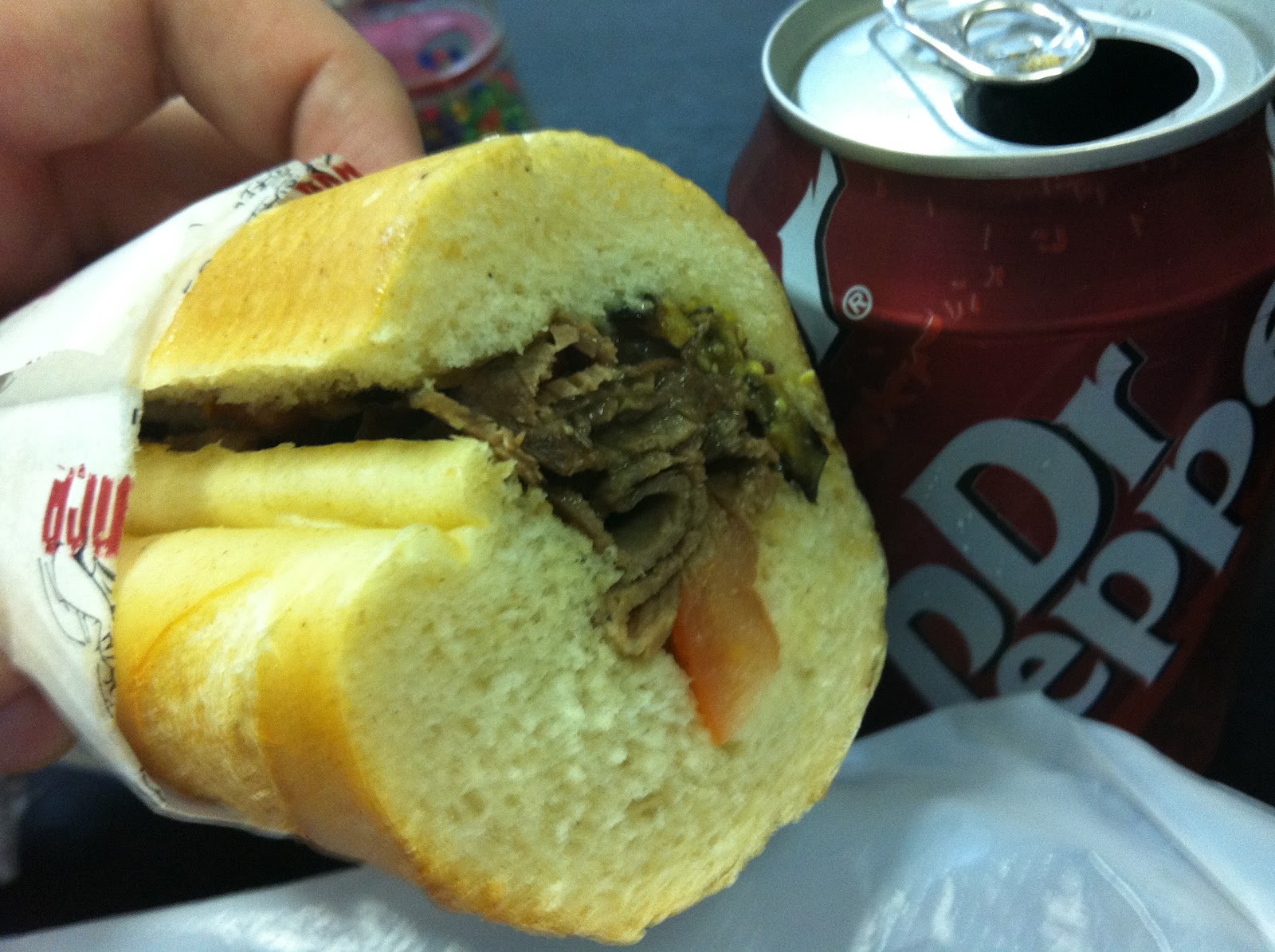 Roast beef, tomatoes, deep fried eggplants, grainy dijon, honey and