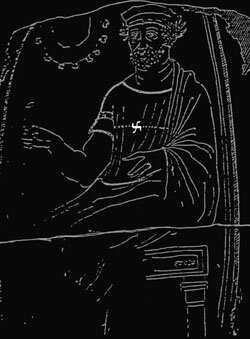Swastika on a priest's chest Capua, IIIrd century BC