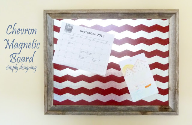 DIY Chevron Magnetic Bulletin Board | includes a full tutorial on how to create this project | from Simply Designing | #diy #chevron #organization