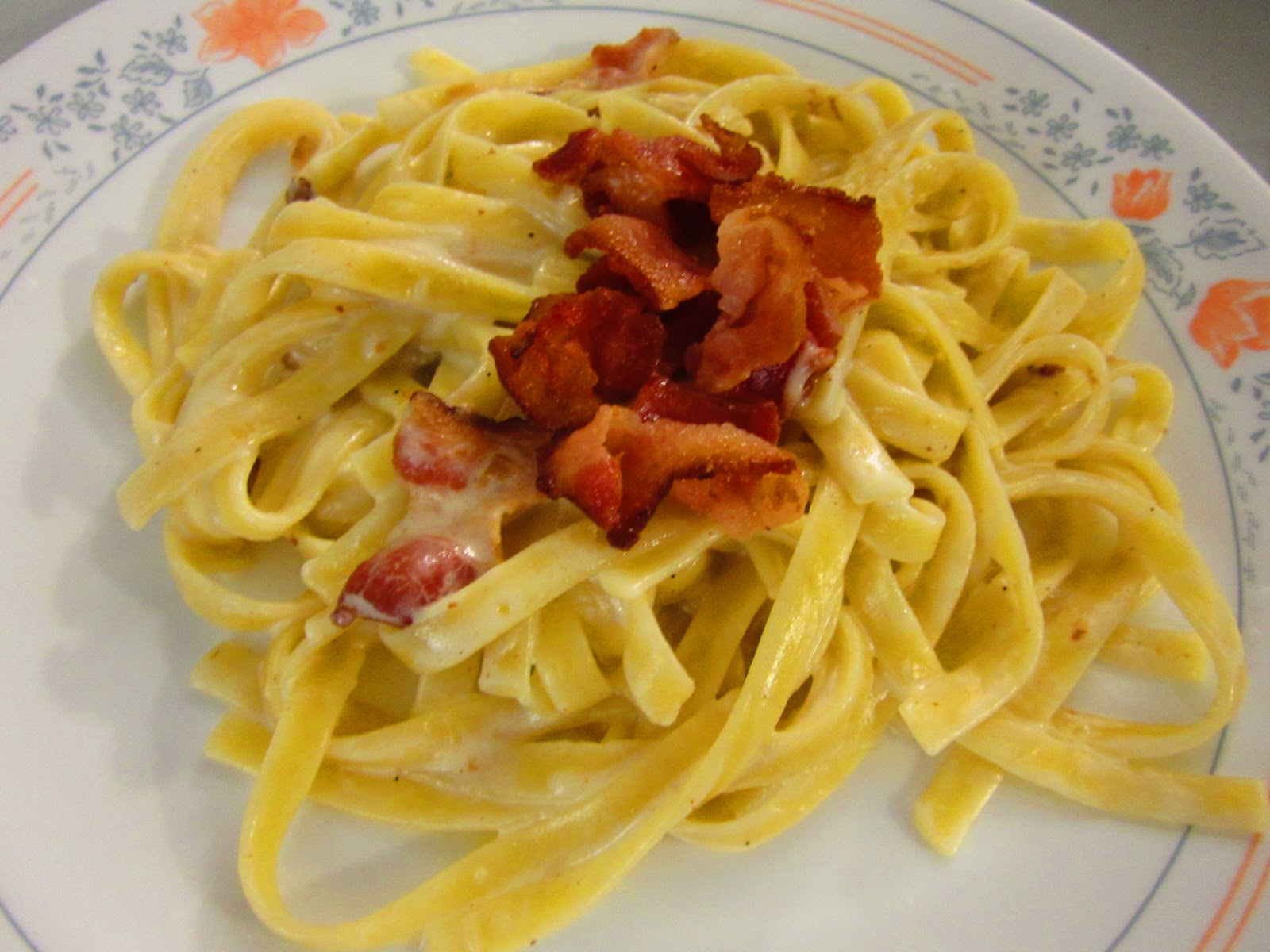 Irene's Recipe Bacon Fettuccine Carbonara