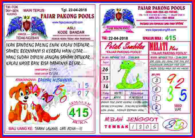 Ramalan Bocoran Syair Kode Fajar Pakong Pools 22 April 2018