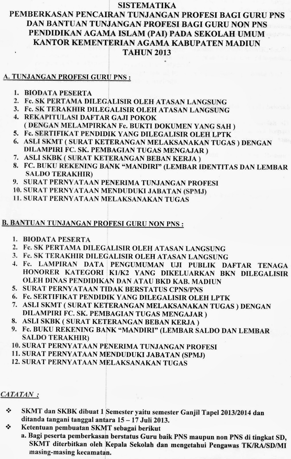 MGMP PAI SMP KAB. MADIUN PEMBERKASAN TUPROF 2013