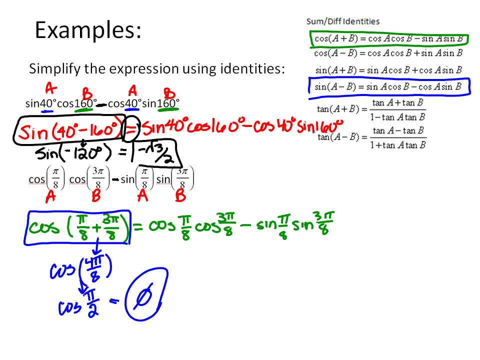 Ms. Hale's Math Page: Trig. 5/15-16: Product-to-Sum & Sum-to-Product