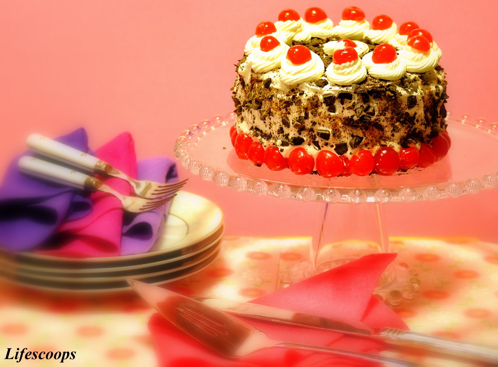 Life Scoops Black Forest Cake Chocolate Genoise cake with Cherry