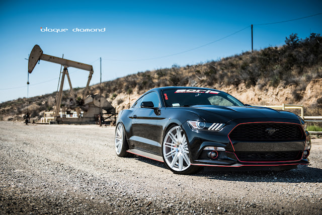 2015 Ford Mustang With 22 BD-2’s in Silver w/ Polished Face - Blaque Diamond Wheels