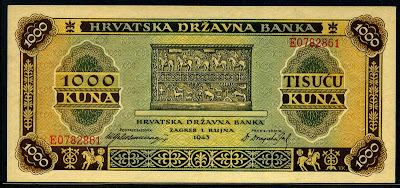 Croatia paper money currency 1000 Croatian Kuna banknotes notes images