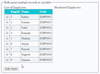 Sqlbulkcopy To Bulk Insert Multiple Records From Gridview To Sql Database In Asp Net C Vb Asp Net C Net Vb Net Mvc Jquery Javascipt Ajax Wcf Sql Server Example