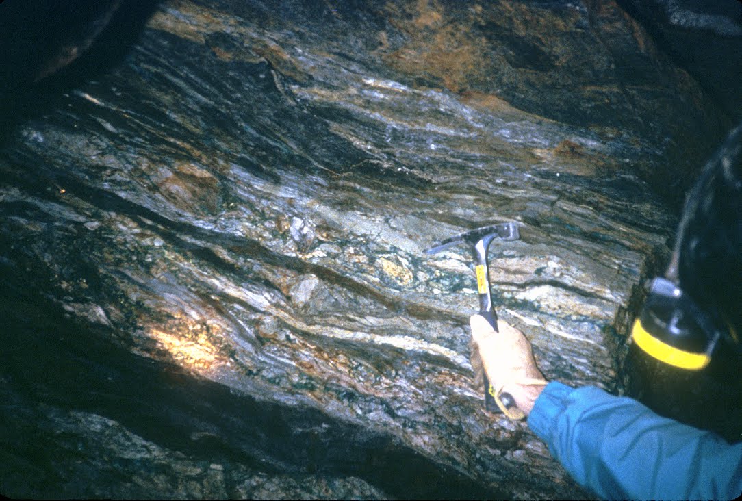 Millrock exposed in F-H mine rib