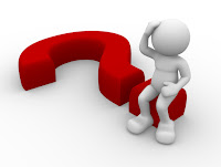 3 d illustration of a red question mark lying on it's side, with a white stick figure sitting on it, scratching head