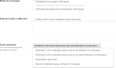Google Groups Message Moderation Options