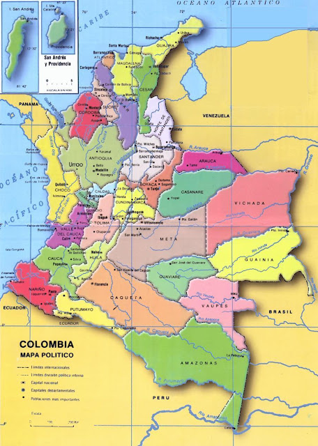 Mapa de Colombia - el mapa de colombia - mapa de colombia con sus departamentos - 