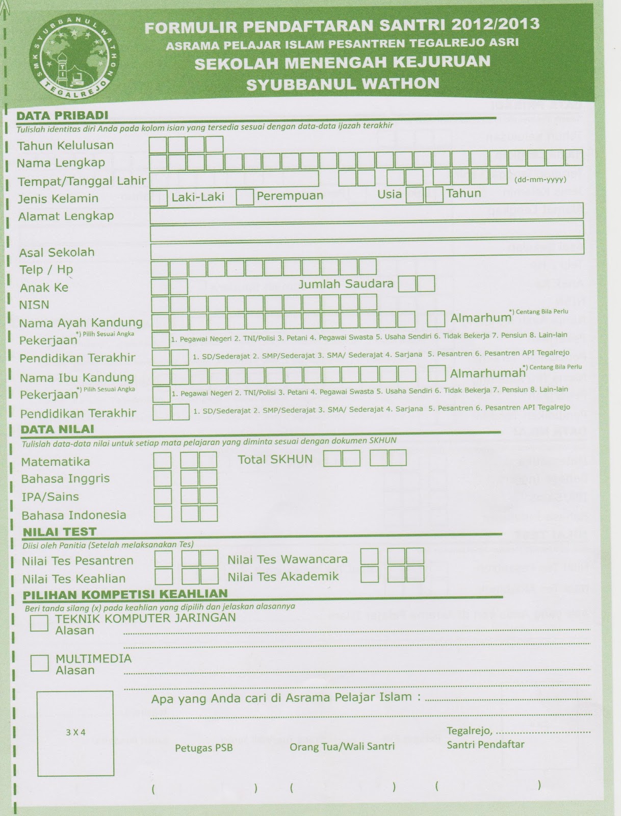 Formulir Pendaftaran kreasi Kita