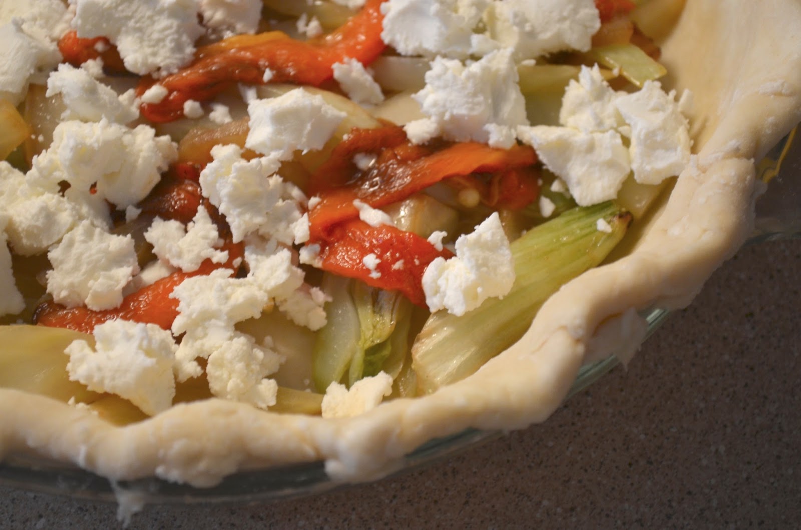 Chewy Morsels Roasted Red Pepper and Fennel Quiche with Goat Cheese