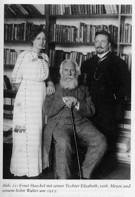Haeckel in study with his daughter, Elisabeth and son, Walter