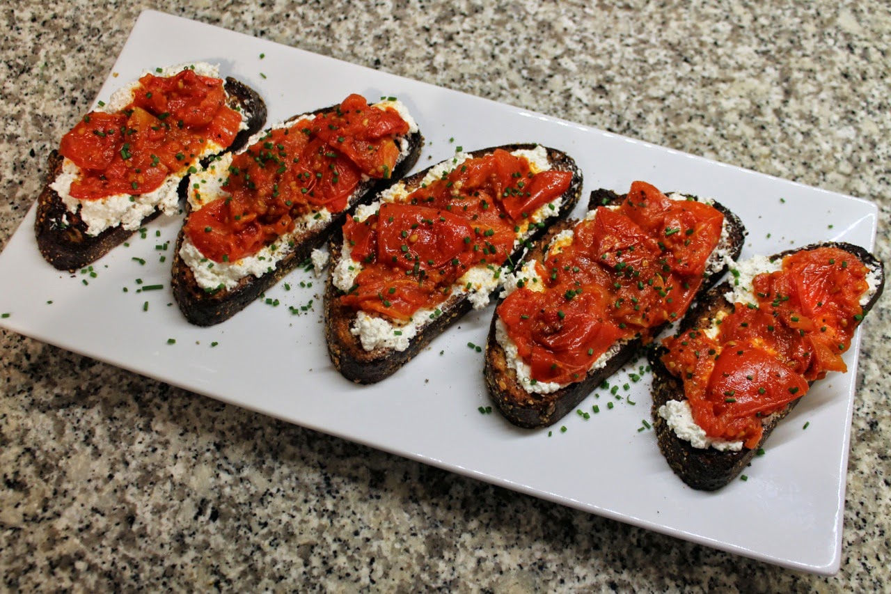 Cook In / Dine Out Roasted Tomato and Ricotta Bruschetta