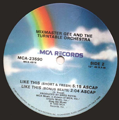 Mixmaster Gee And The Turntable Orchestra ‎– Like This (1985, VLS, 192)