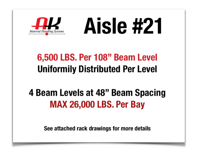 Pallet Rack Capacity Labels I AK Material Handling Systems