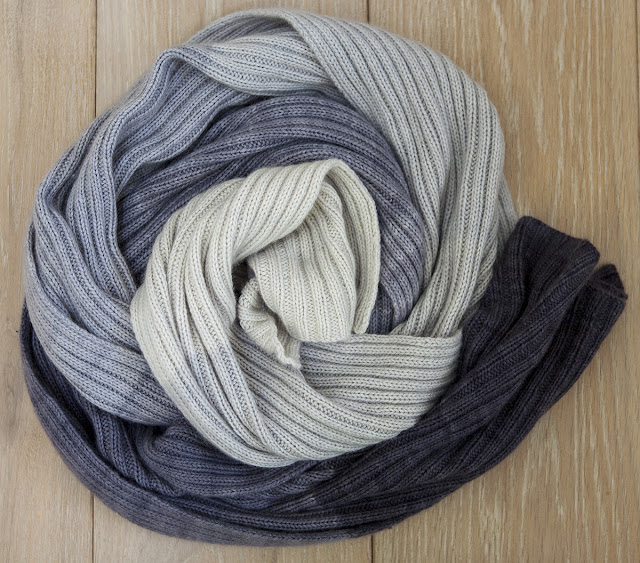 needles and lemons Knitting a finished Ombré cashmere scarf
