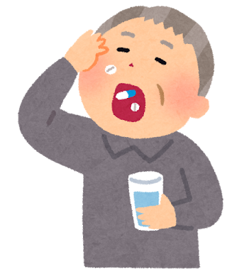 薬を飲むお年寄りのイラスト