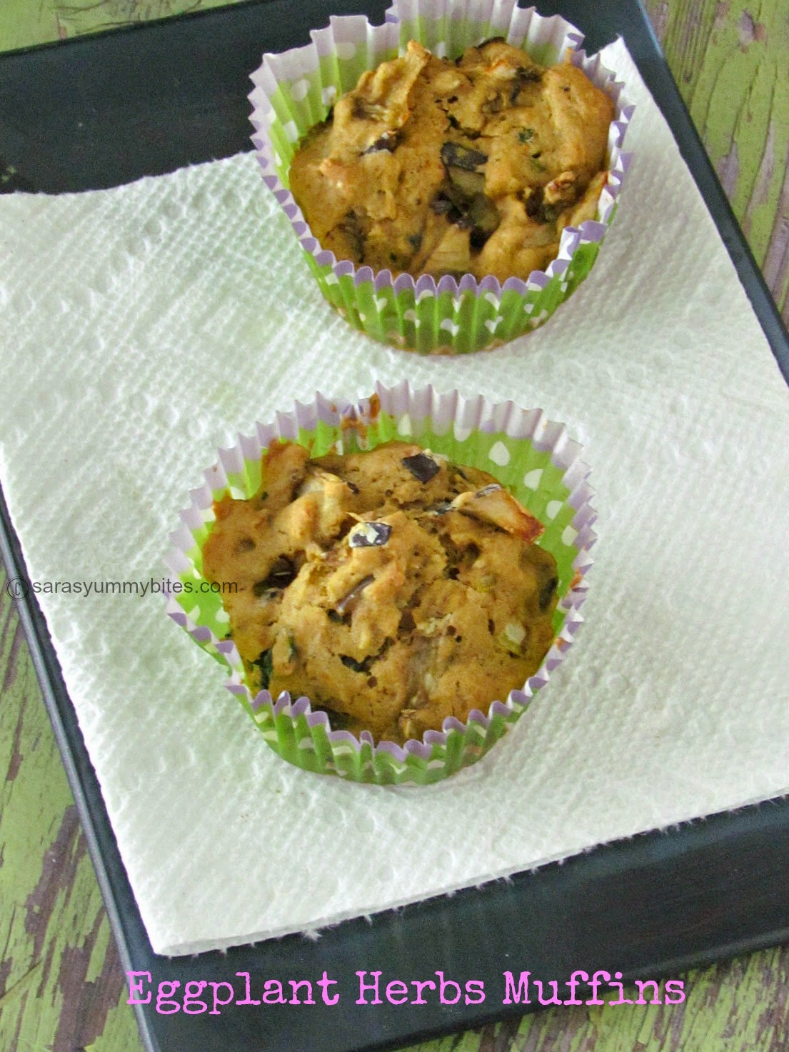 Eggfree Eggplant Herbs Muffins SarasYummyBites