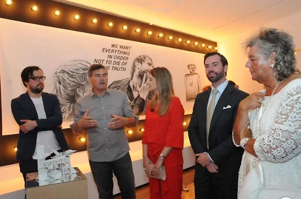 Crown Prince Guillaume of Luxembourg and Crown Princess Stéphanie of Luxembourg attend the opening of the Luxembourg pavilion (Paradise of Luxembourg) 