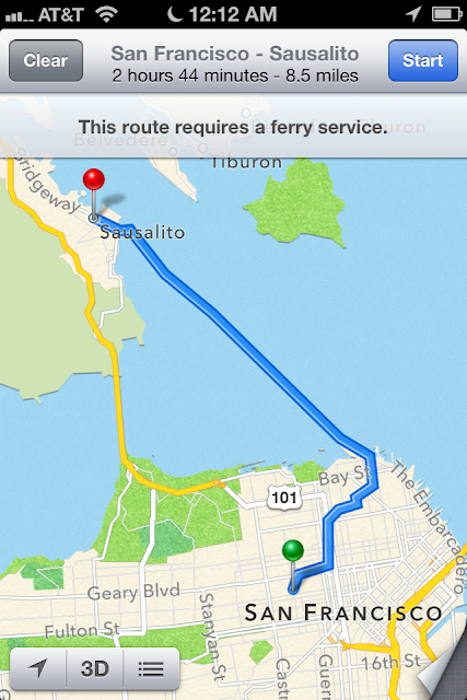 "Il percorso richiede il traghetto", ma c'è il Golden Gate a fianco