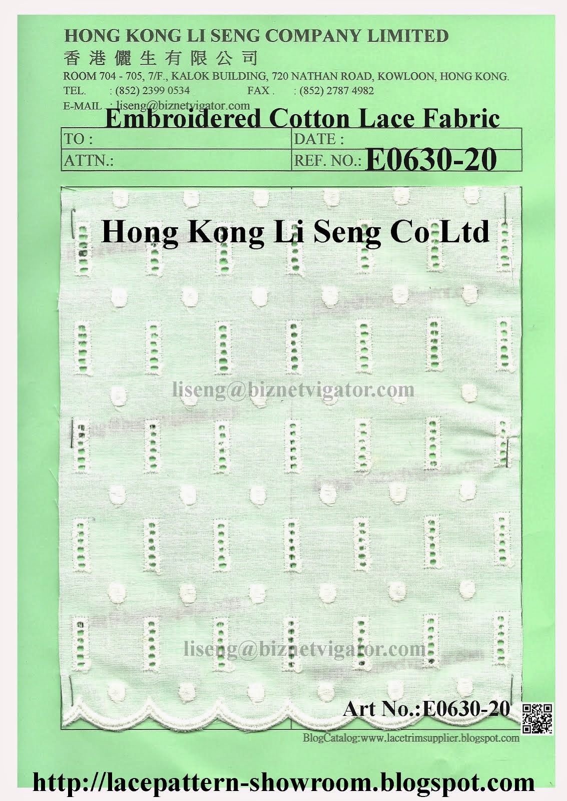 New Lace Fabric Pattern -  Manufacturer By Hong Kong Li Seng Co Ltd