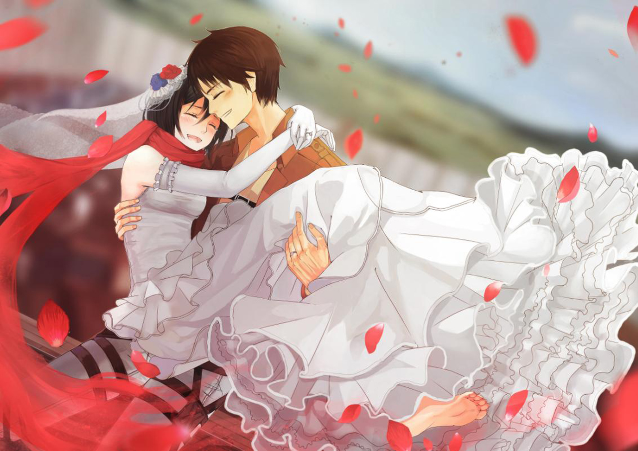 ขอแสดงความยินดีกับคู่บ่าวสาว... Mikasa+Eren+Wedding+Petals+Smiling+Crying+Anime+Shingeki+no+Kyojin+Attack+on+Titan+Zerochan+HD+Wallpaper+for+Desktop+PC+Laptop