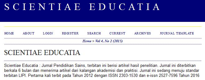 Penulis Jurnal di Scientiae Educatia Vol 4, No 2 (2015)