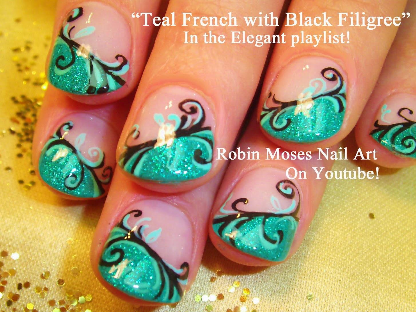 Nail Design with Teal and Floral Patterns - wide 1