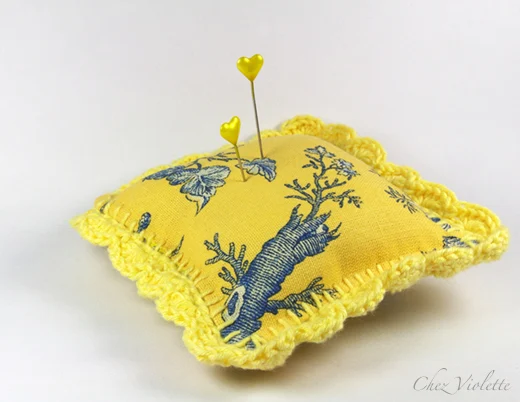 French toile Pincushion by Chez Violette