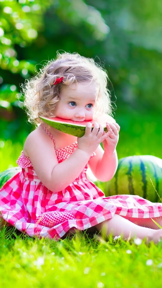 Cute Girl Eating Watermelon Galaxy Note HD Wallpaper