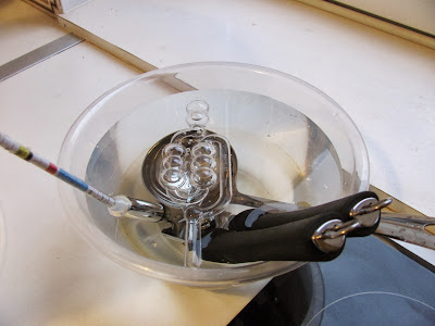 Hydrometer, can opener, ladle, and airlock sanitizing before brewing