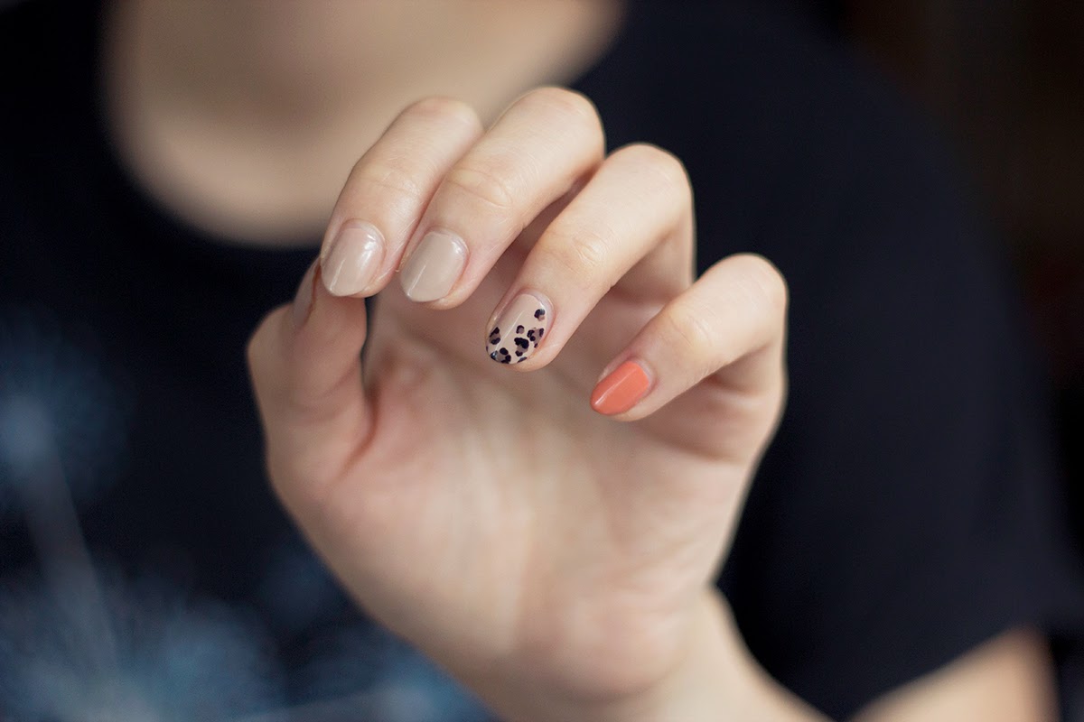 leopard print nails, essie brooch the subject