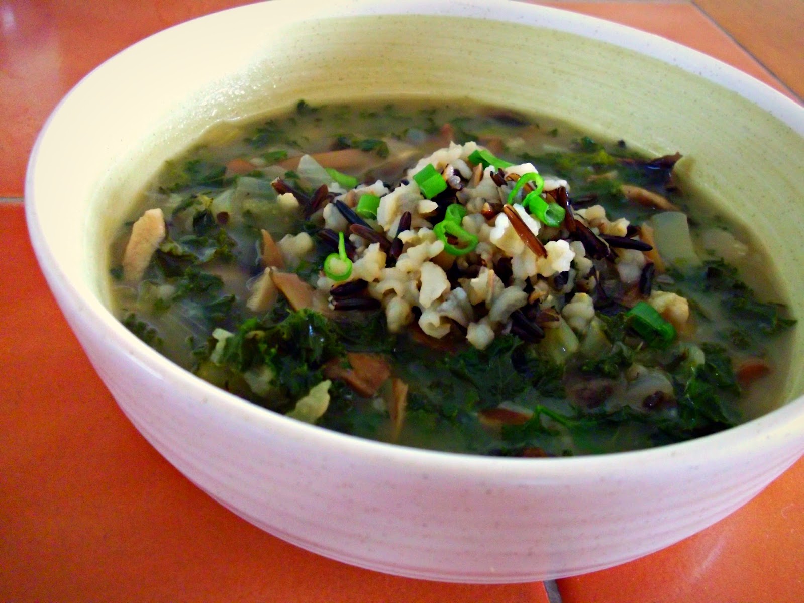 Julia's (Vegan) Kitchen Creamy Mushroom Kale Soup with Wild Rice