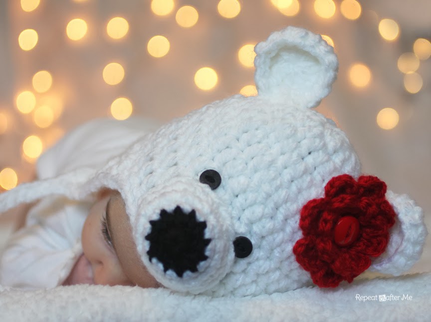 Crochet Polar Bear Hat Pattern - Repeat Crafter Me