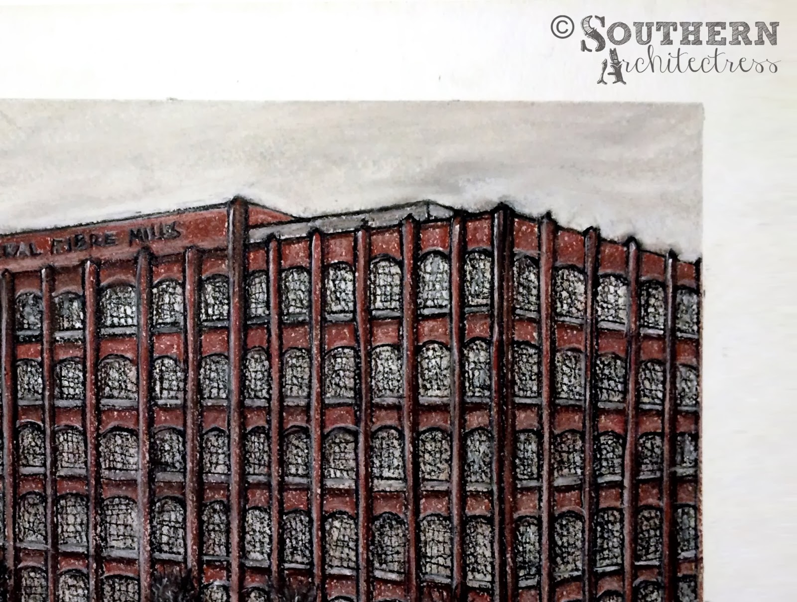 Southern Architectress Architectural Charcoal Rendering Federal