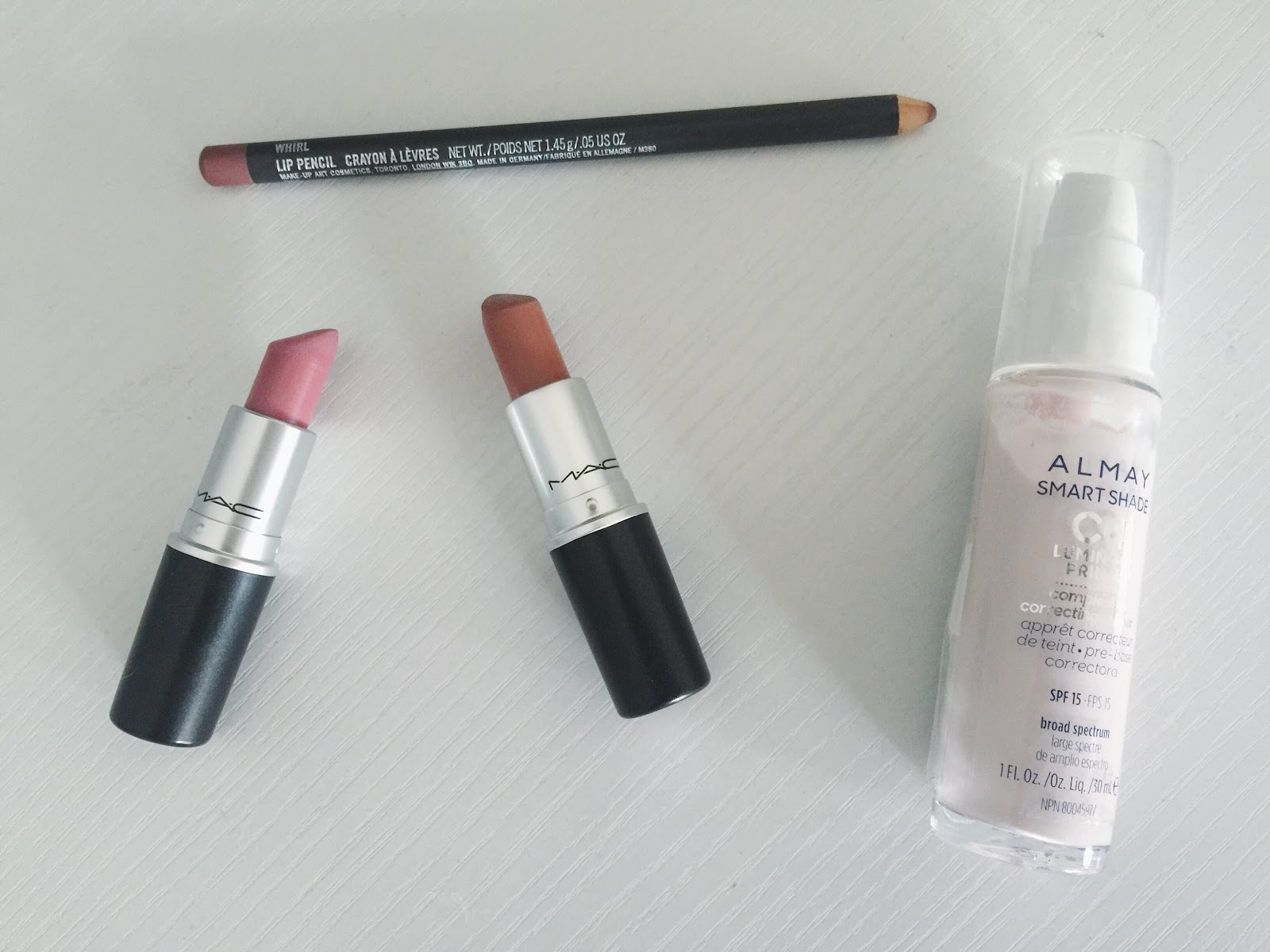 MAC lipsticks and Almay primer