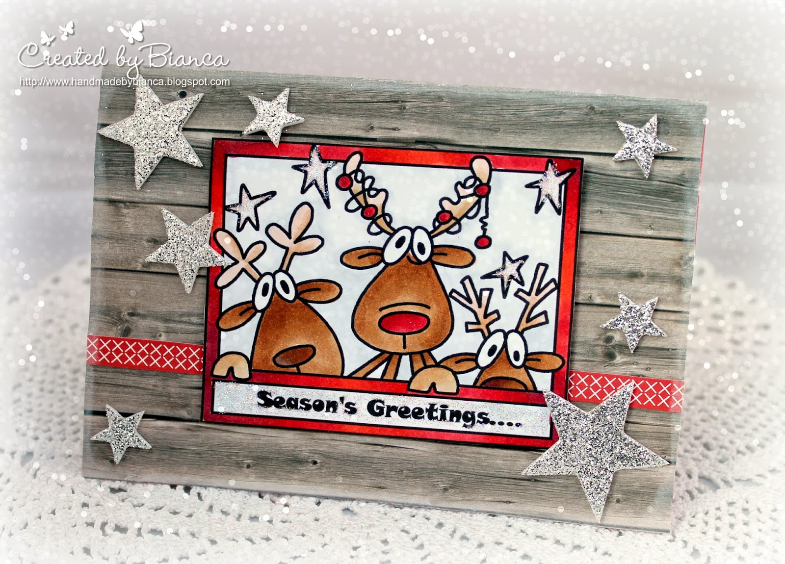 Handmade by Bianca: Weihnachtskärtchen mit Rudolf, BLOG HOP nicht