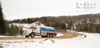 blue wave tanker drive to remote location in the winter