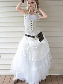 white steampunk dress