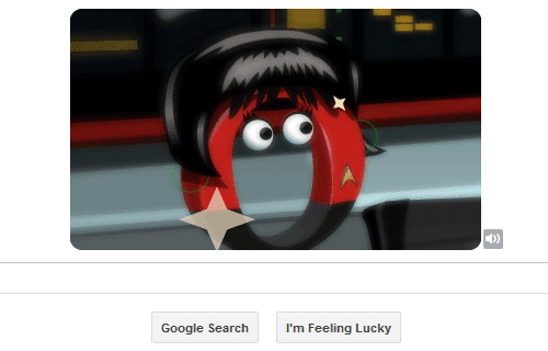 Star Trek Google Doodle, Click on O Star Trek Google Doodle, Click on O