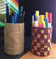 http://plumperfectandme.blogspot.com/2015/08/woven-ribbon-recycled-tin-can-pen-and.html