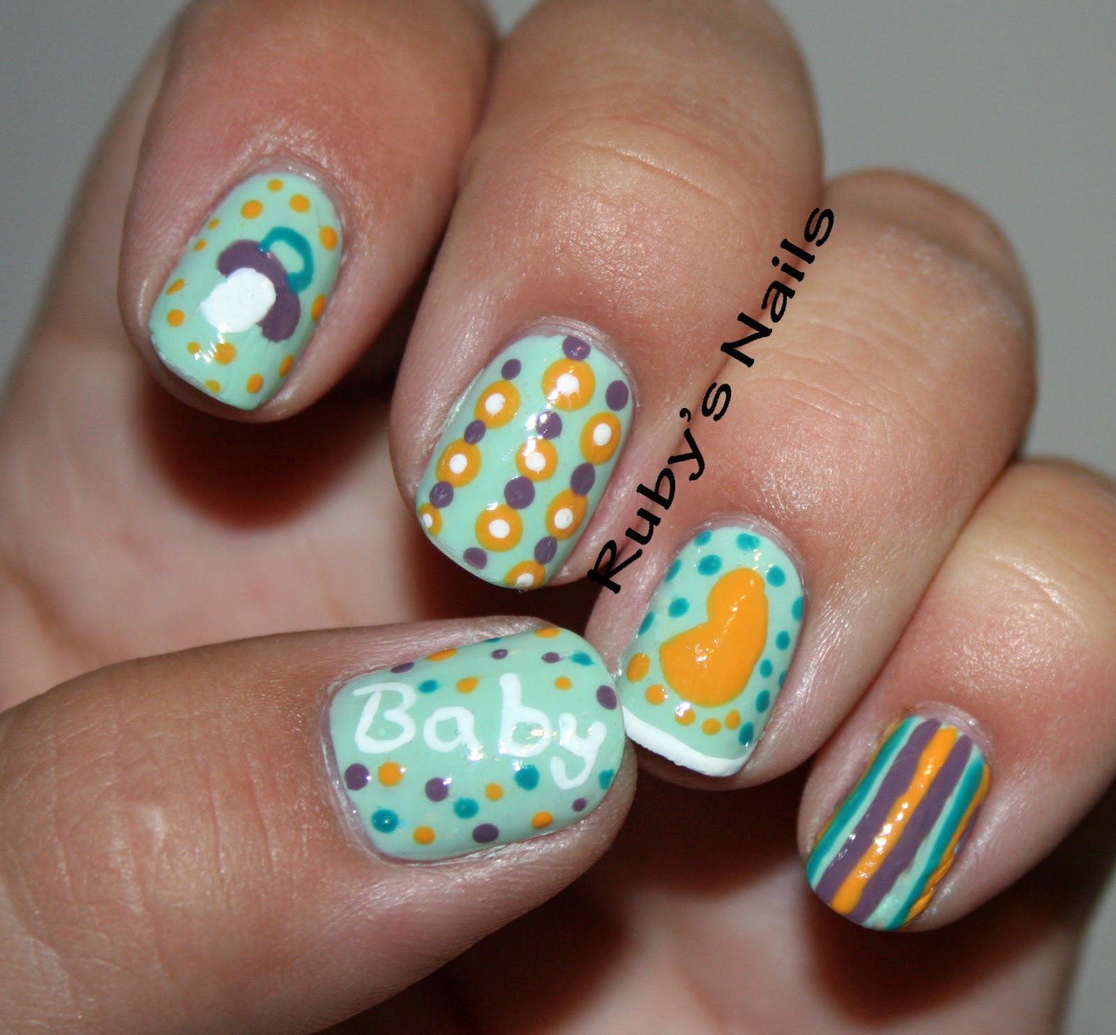 Ruby's Nails Baby shower nails
