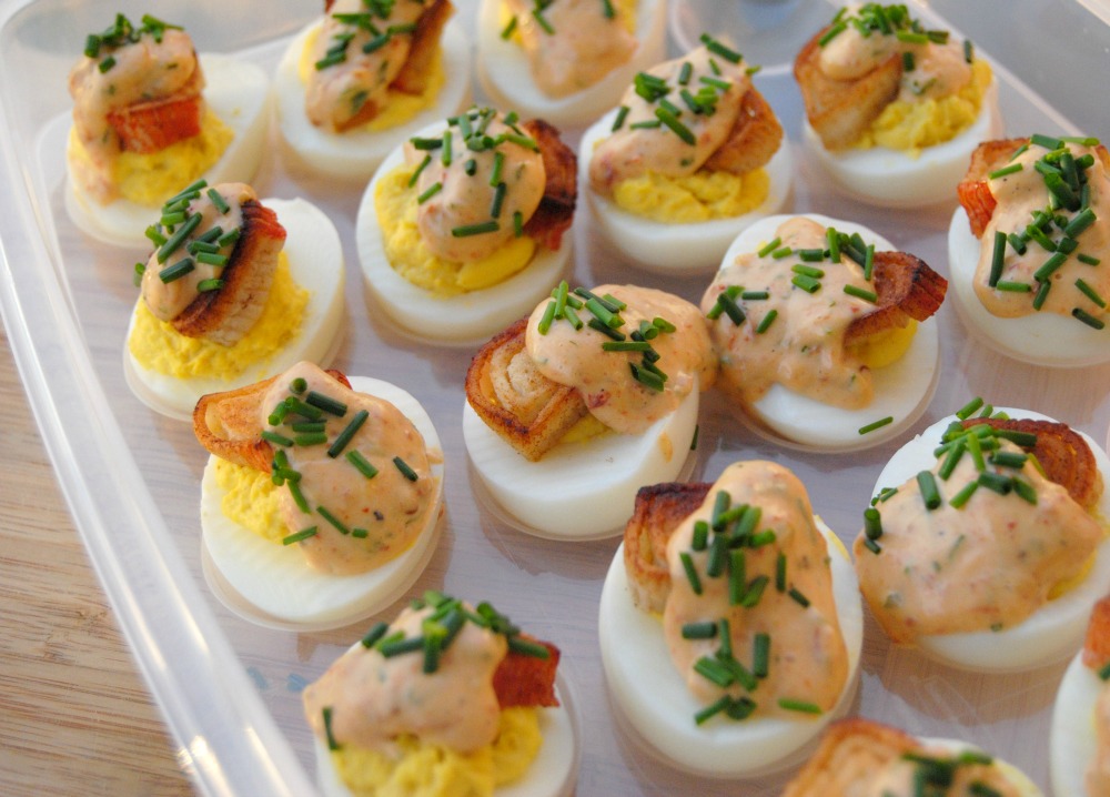 SteakNPotatoesKindaGurl Crab and Chipotle Aioli Deviled Eggs