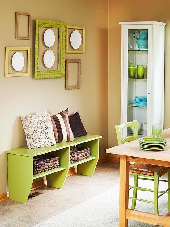 brown and lime dining room